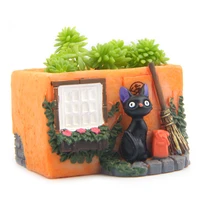 hayao miyazaki black cat figurines succulents flower pot ornament fairy miniatures potted garden moss gnome decoration crafts