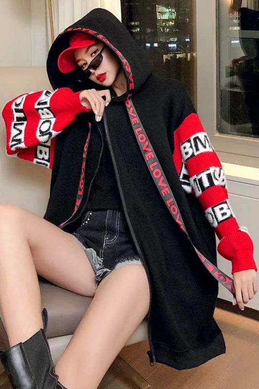 

Hooded sweater autumn and winter ins plus velvet thick coat women loose Korean fashion all-match trend