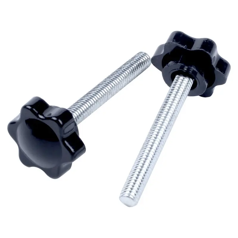 

12x черно-серебряная запасная часть m6x45 мм Наружная резьба рифленая рукоятка звезда Ручка