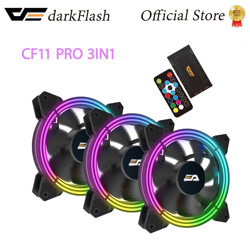

darkFlash PC Case Cooling ARGB Fan 120mm Quiet IR Remote Colorful Fan CF11 Asus Aura Sync Cooler Cooling Adjust LED PC Case Fan