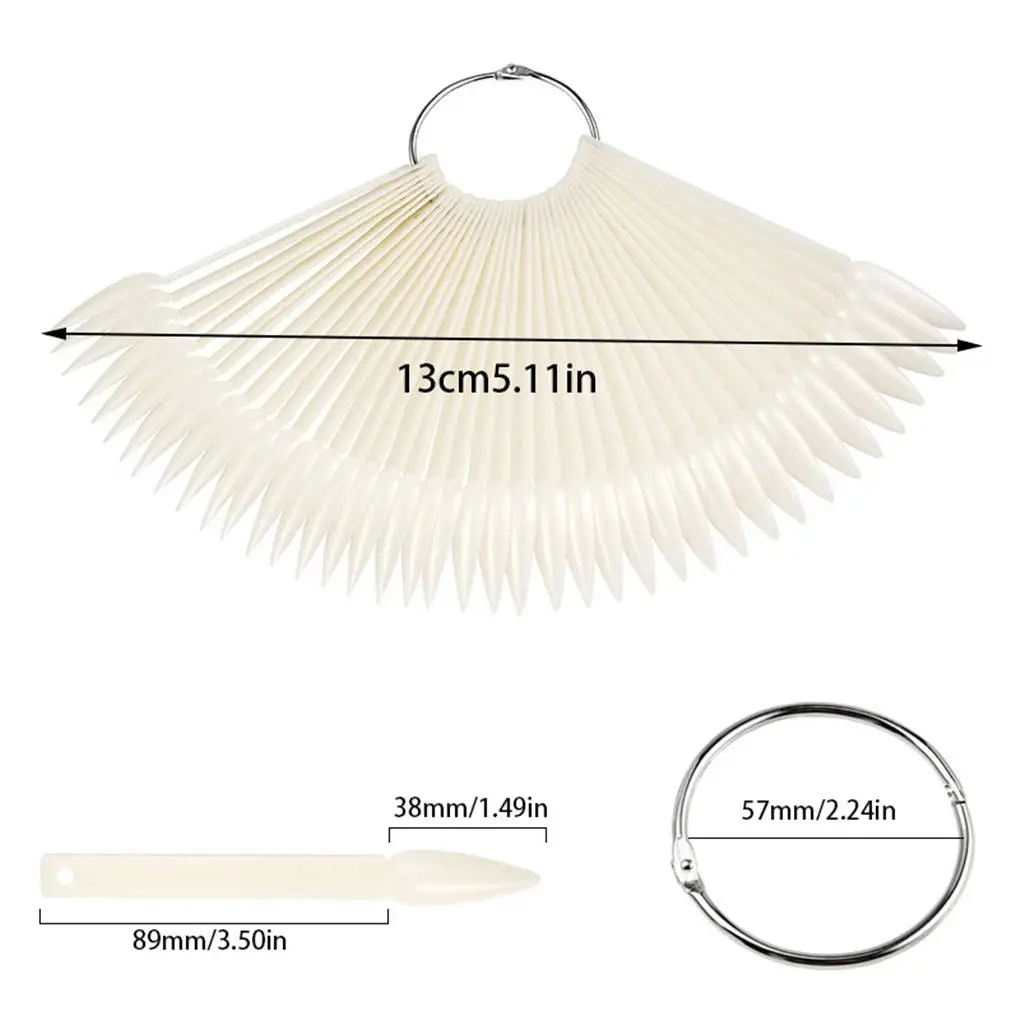 50pcs Nail Art False Tip Sticks Display Fan Manicure DIY Practise Tips Palette Transparent | Красота и здоровье