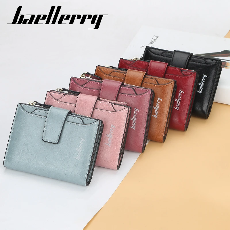 

New Leather Women Wallet Hasp Small and Slim Coin Pocket Purse Women Wallets Cards Holders Luxury Brand Wallets Designer Purse