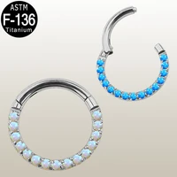 1pcs astm f 136 titanium 16g body jewelry hinged segment hoop with cz pave helix cartilage rook earrings