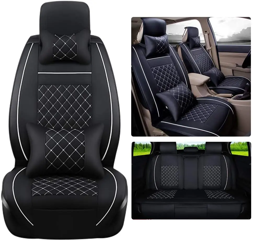 

5 Seats set Car Seat Cover and Pillow Set Airbag Compatible PU Car Seat Protector Cushion Autos Universal 10 pc