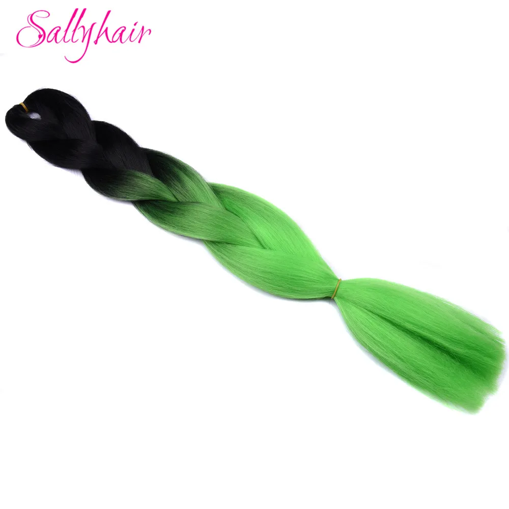 Sallyhair, 24 дюйма, Омбре, плетение волос, 2 тона, черный, винно-красный цвет, огромные косички, высокотемпературное волокно, синтетические волосы для наращивания - Цвет: P18/22