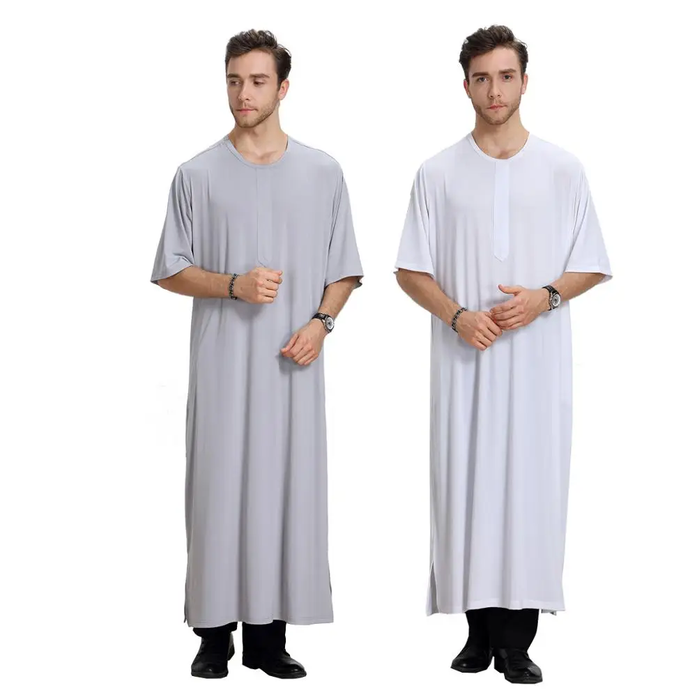 

Jubba tobe мусульманское платье Кафтан Дубай с короткими рукавами летние белые тобы исламский Homme одежда Исламская одежда мужские халаты SL1381