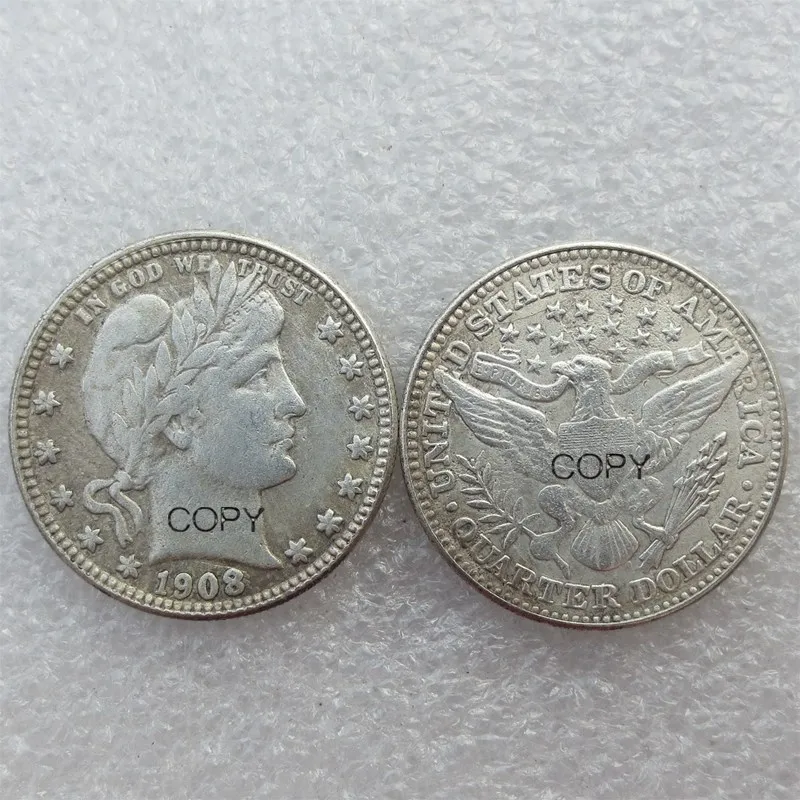 

USA Barber Quarter Dollars 1908 1908-D 1908-O 1908-S Different Mint Silver Plated Copy Coin