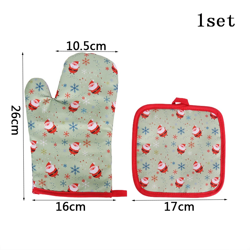 1set Anti-hot Gloves Рождественские украшения для дома веселая Рождественская елка рождественские украшения Санта Снеговик Noel Navidad год Natal - Цвет: 1set Anti-hot Gloves