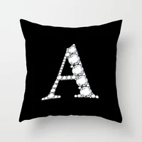 diamond pattern english letters pillowcase white and black decorative cushion cover for home sofa chair living room decoration