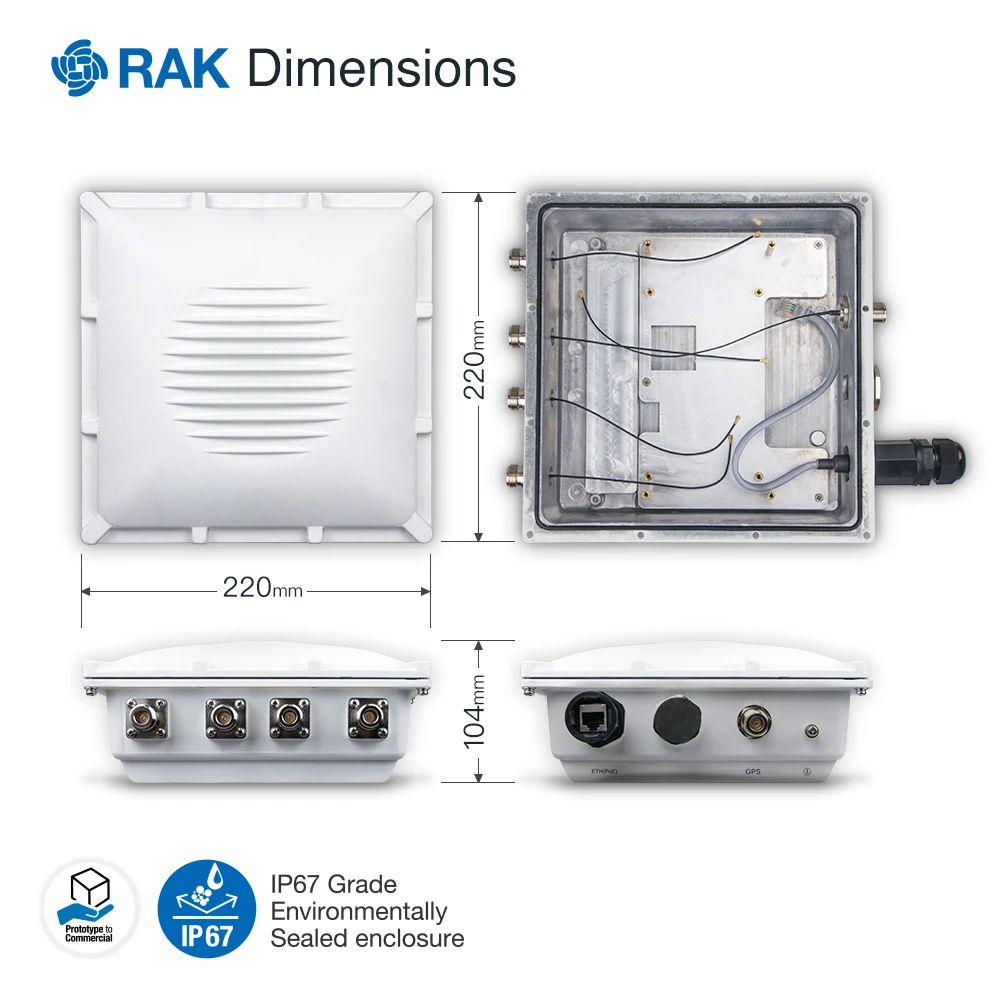 Открытый шлюз корпус Поддержка RAK7249 DIY RAK831 концентратор доска LoRa аксессуары IP67