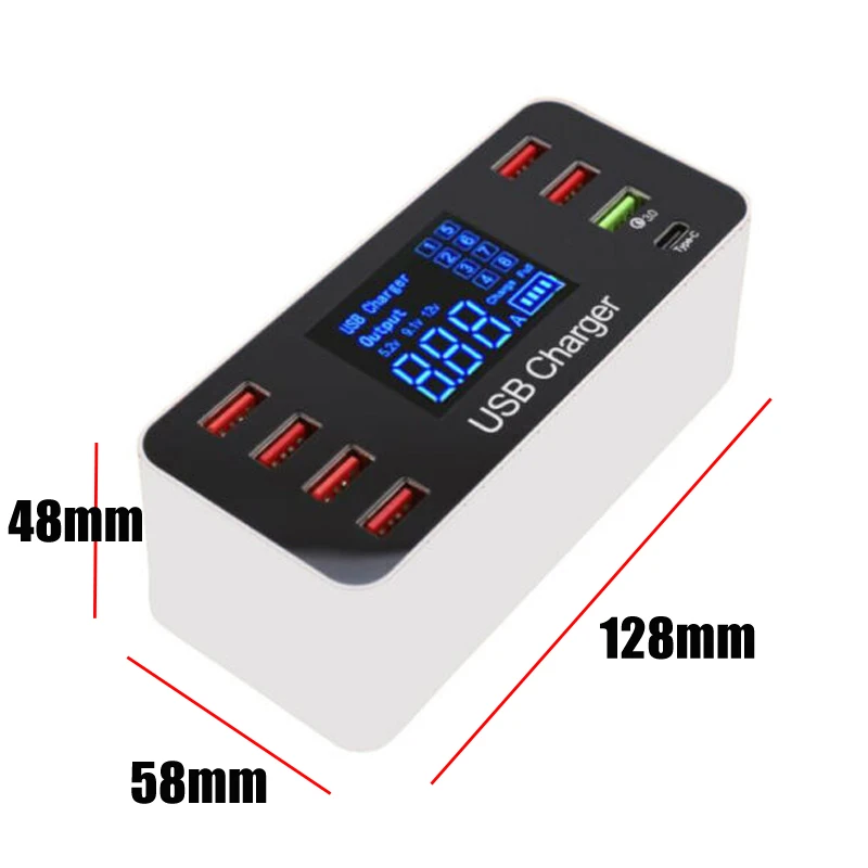 40W 8A US/EU/AU/UK QC Smart USB зарядное устройство настольная быстрая зарядная станция type c ЖК