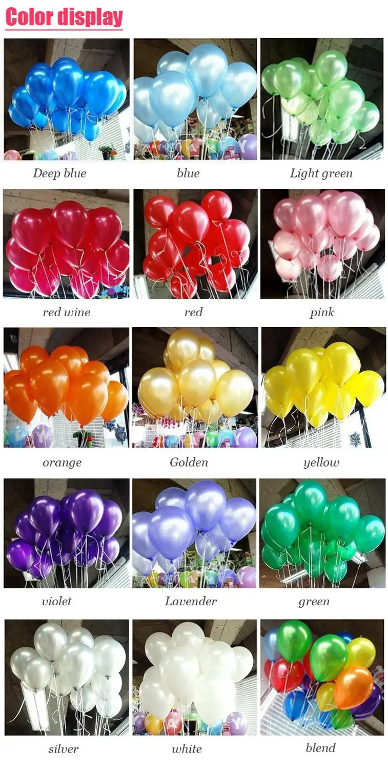 

50/100pc 10inch 1.5g blue Gold white Black pink Thickening Pearl Latex Balloons Balloon Wedding Party kid toys baby show balloon
