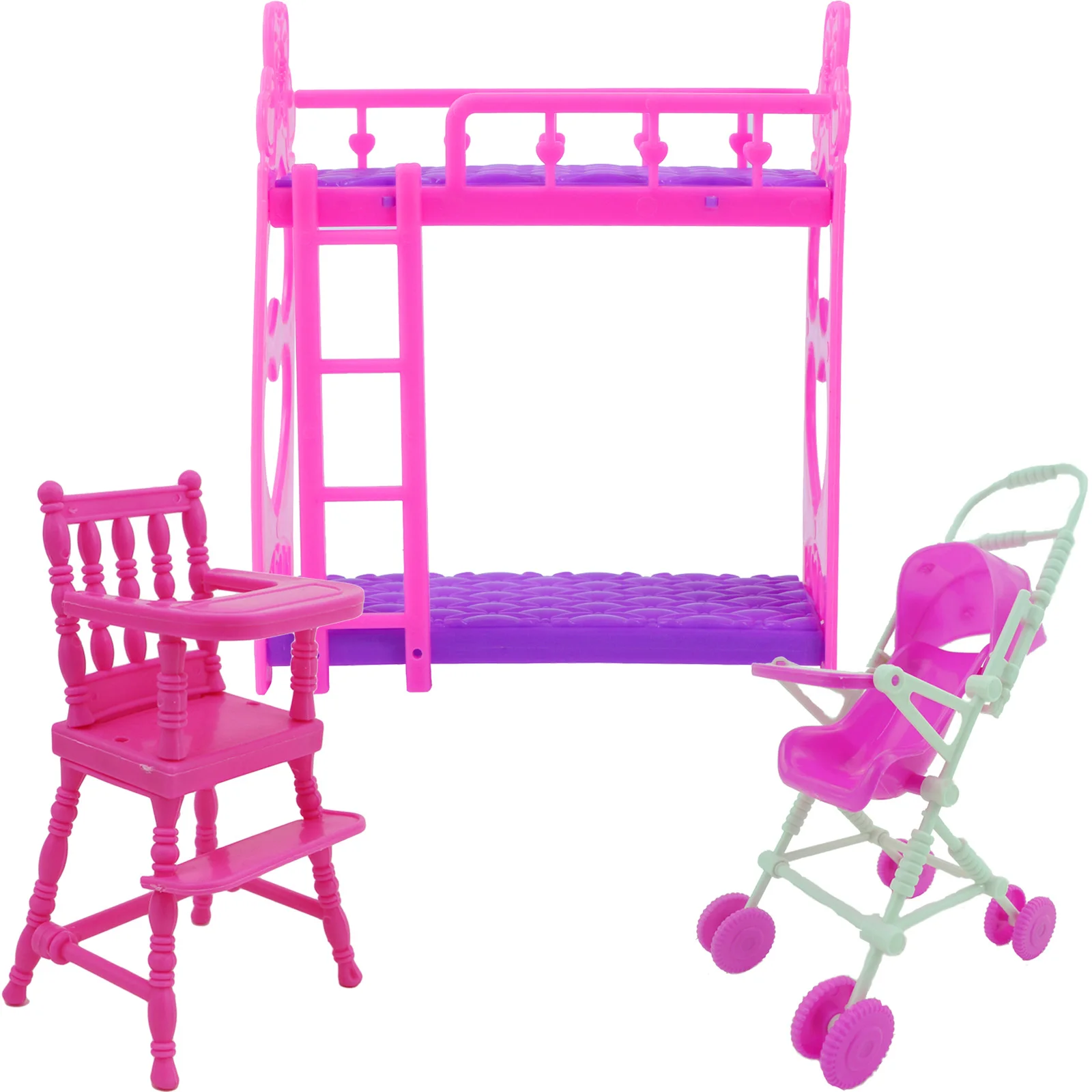 3x Mix Style Bedroom Furnitures High Chair Trolley Mini Bed Baby Accessories for Barbie Doll Kelly Dollhouse DIY Toys | Игрушки и хобби