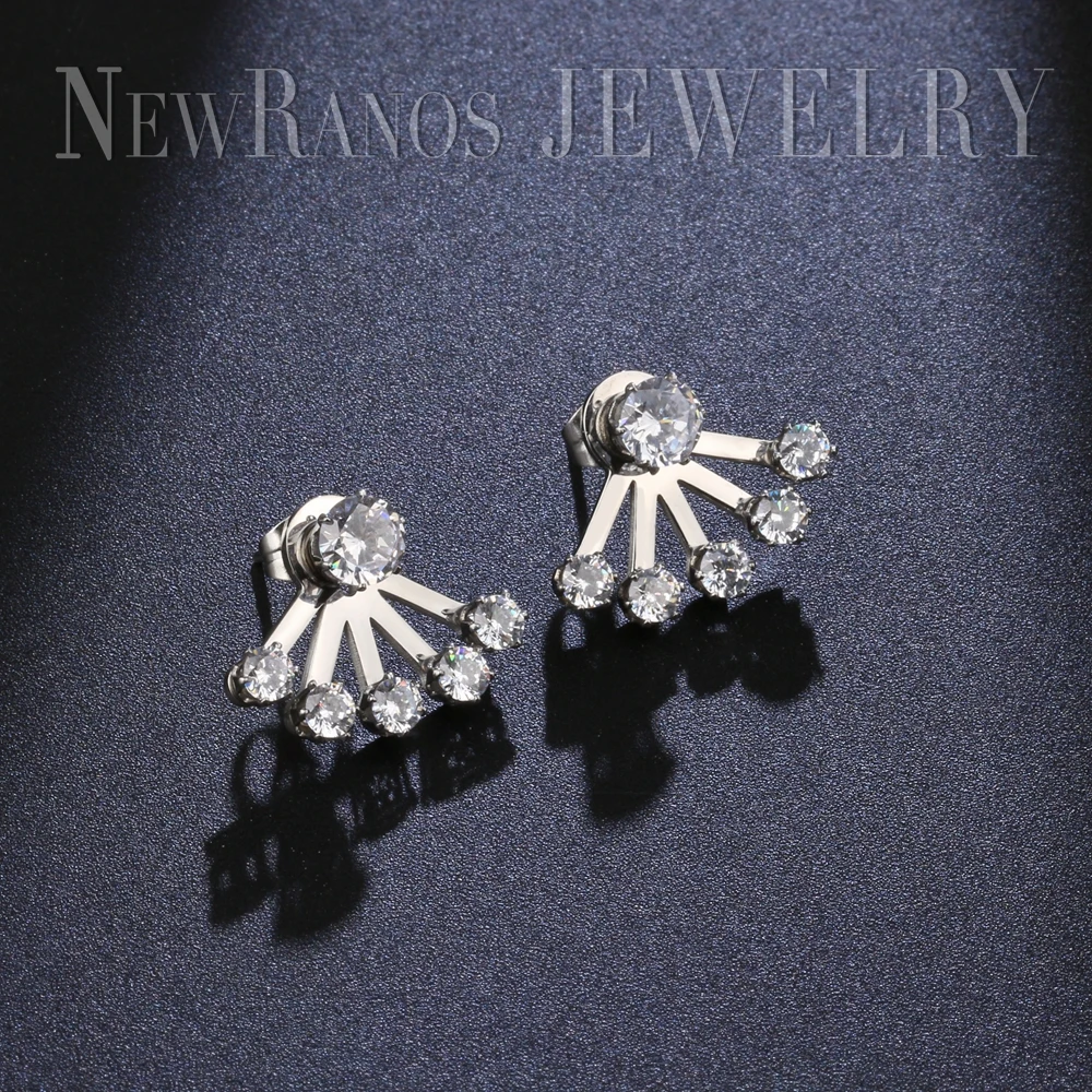 Серьги-гвоздики из нержавеющей стали с натуральным кристаллом