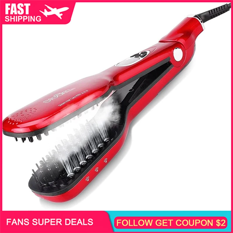 Выпрямитель для волос с щеткой из титановой керамики профессиональный