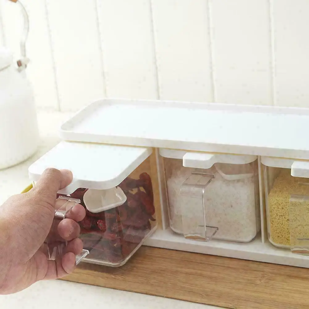 3 прозрачные сетки прозрачная коробка с приправами специи стеллажи для хранения