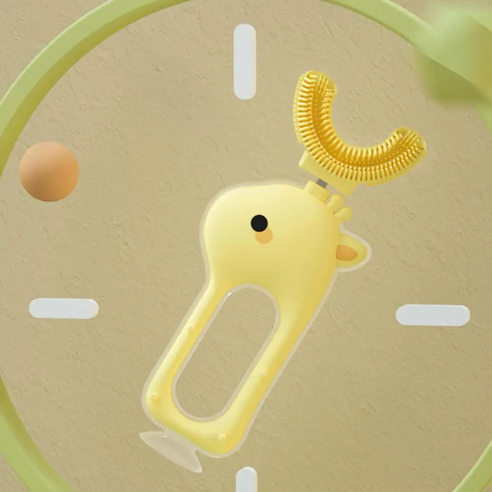 

Universal Useful U-shaped Child Cleaning Toothbrush Silicone Dental Care Brush Easy to Hold for Household