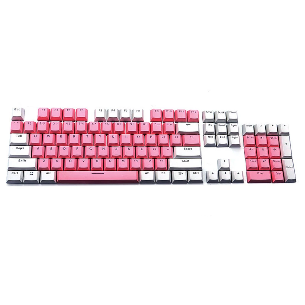 Pink White PBT заказной практичный ключ 104 ключ смешанный двойной цвет игровые эргономичные переключатели Компьютерные аксессуары для механической клавиатуры - Цвет: Pink White