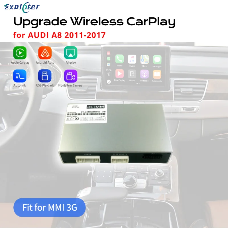 Exploter беспроводной Carplay для Audi A8 (2011-2017) с MMI 3G Радио система Android-автоматическая