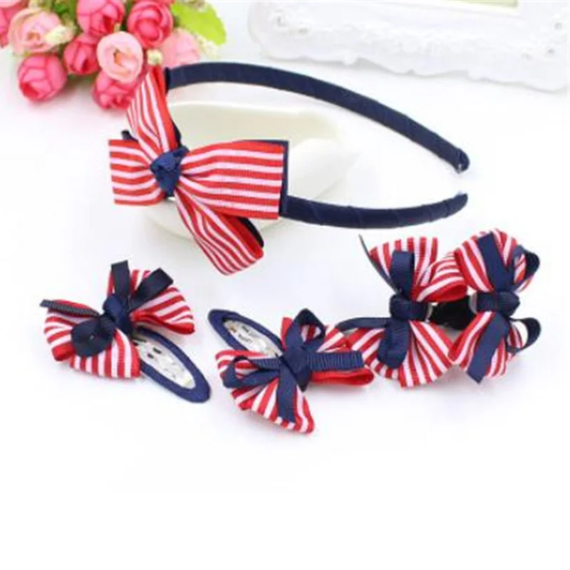 Набор детских заколок для волос с бантом 5 шт./набор |