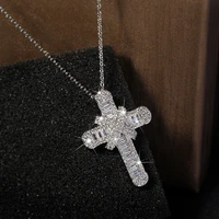 sterling silver necklace diamond cross pendant christmas zirconia silver 925 jewelry bijoux femme bizuteria pendants for women