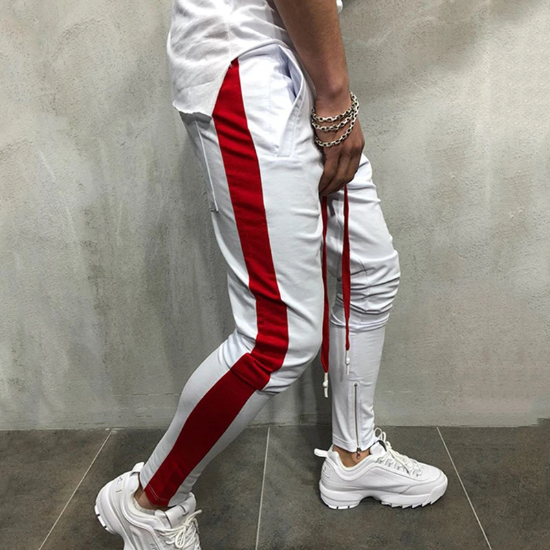 

Casual Pants Men Hip Hop Skinny Trousers Bottom Sweatpants Streetwear Man Pant Side Stripe Fashion Mens Joggers Pants Pantalones