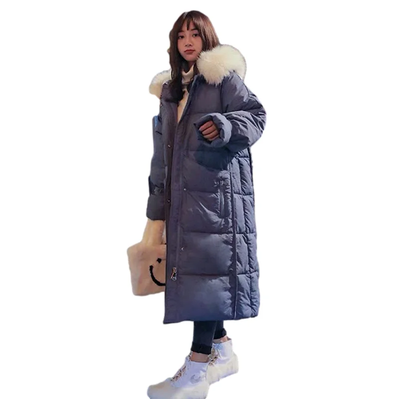 

2021 New Winter Coat Women's Korean Style Cotton Linen Hooded Viper Solid Para Mujer Mid-Length Outerwear Female Top Clothes