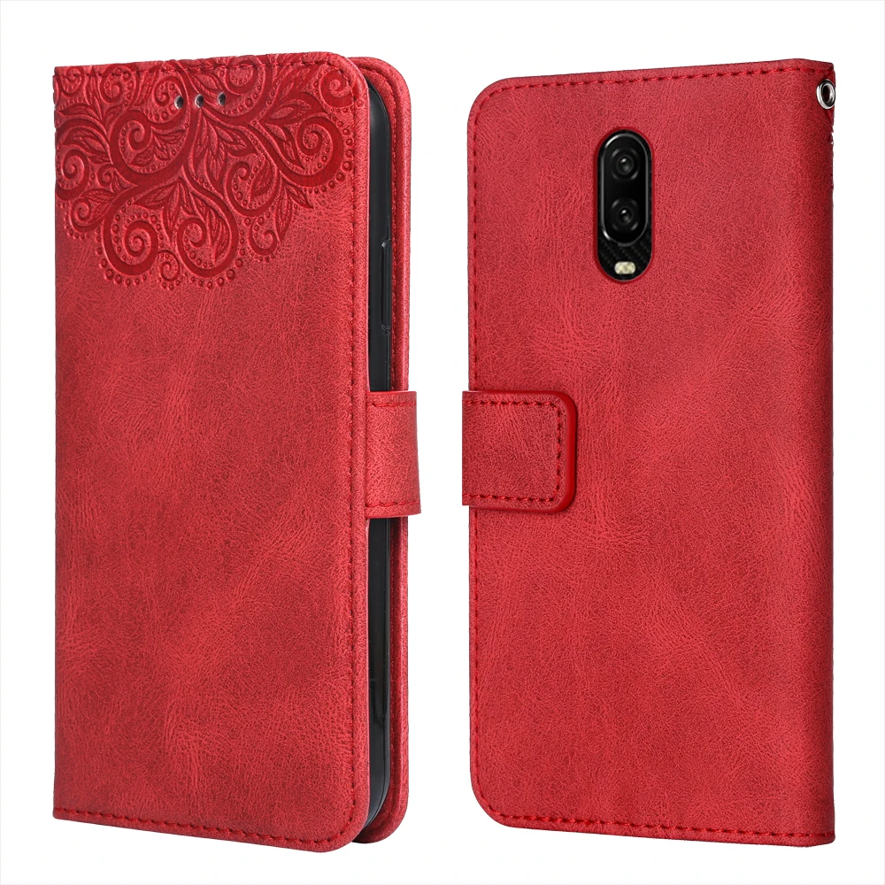 flower case luxury leather case for oneplus 6t flower wallet flip phone case for oneplus 6 t 16t case card slot funda free global shipping