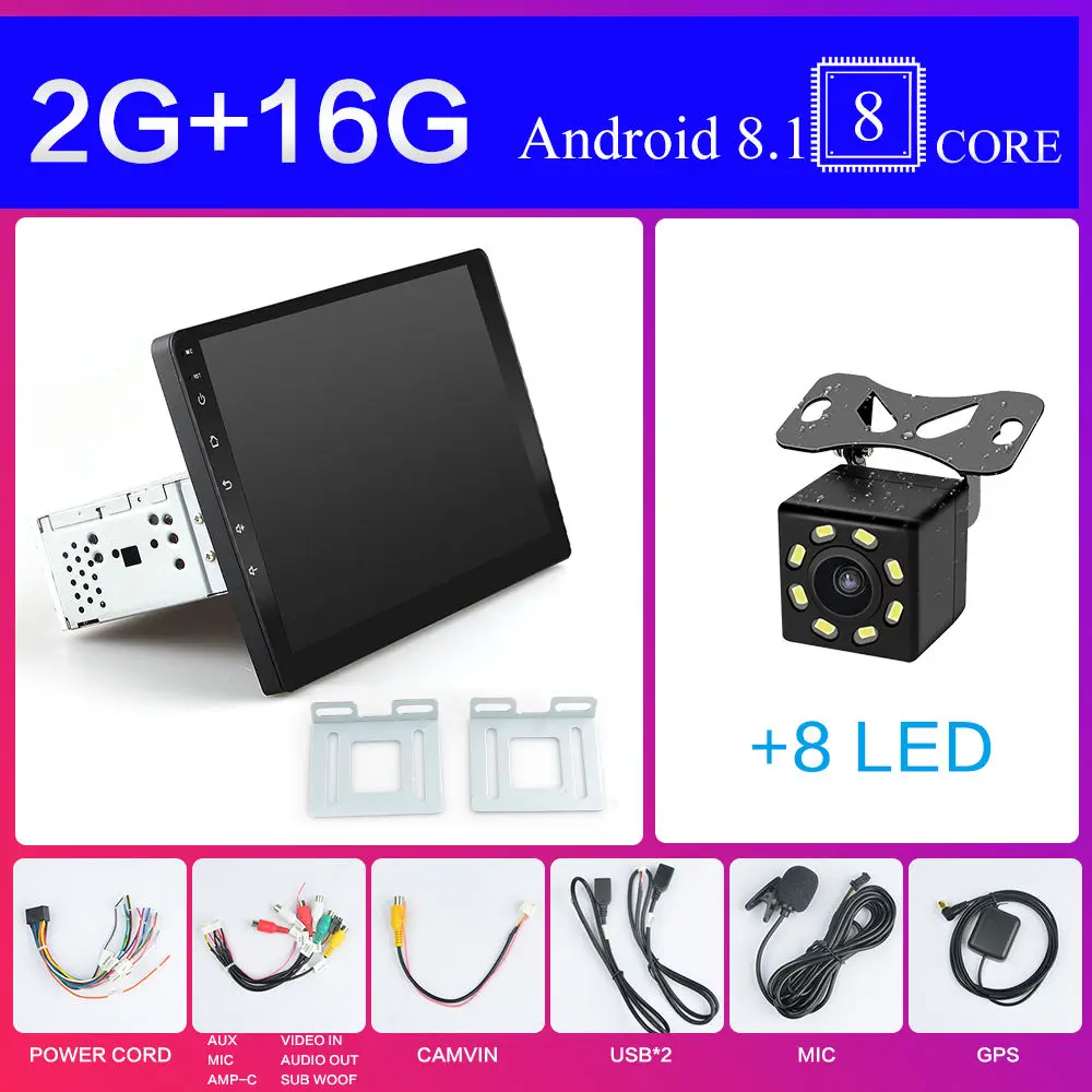 Фиолетовый 1 DIN Встроенный Android 8,1 или 9,0 2 din Автомобильный Радио плеер с 2.5D Сенсорный экран RDS DAB BT gps 1" HD Автомобильный аудио 2DIN навигации - Цвет: Фиолетовый