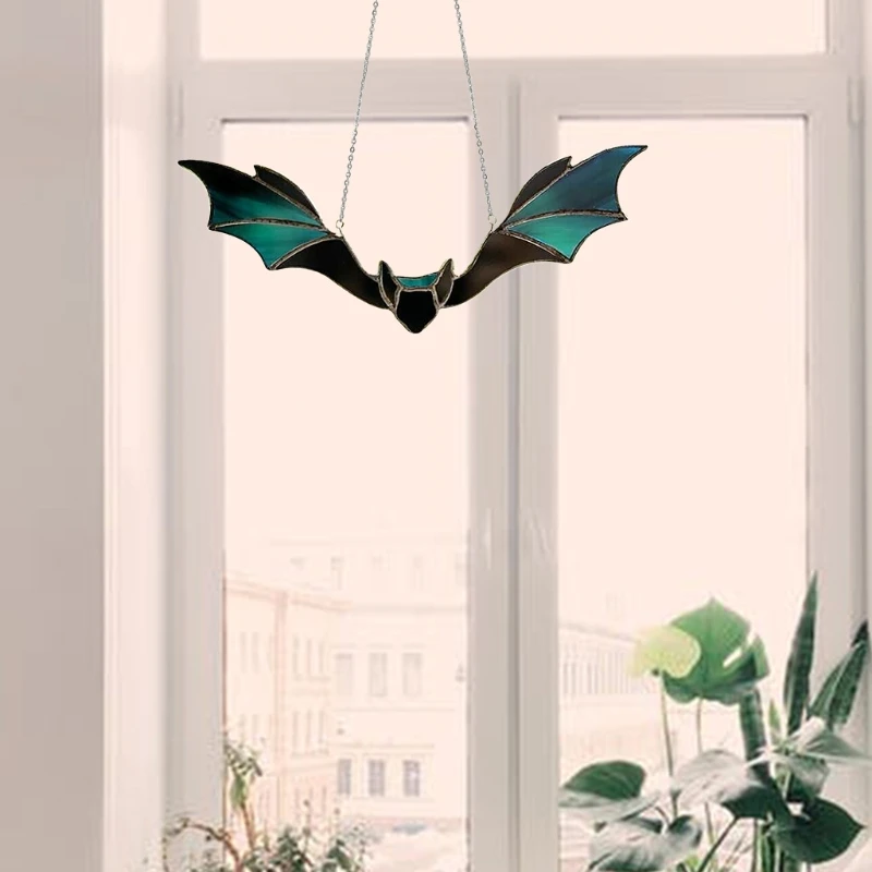 

Frightening Halloween Stained Paint Flying Bat Metal Chain Necklace Pendant Window Decor Men Women Jewelry Access