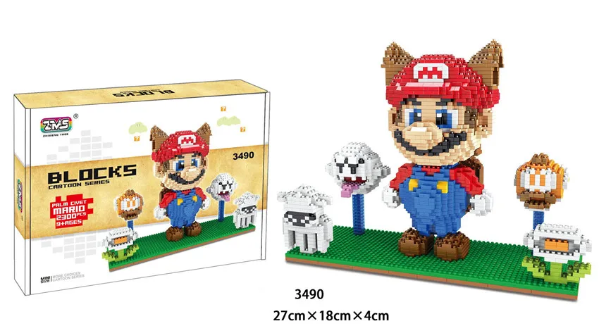 ZMS Игра Супер Марио Луиджи Йоши Боузер огненный Кот DIY Мини Строительные микро