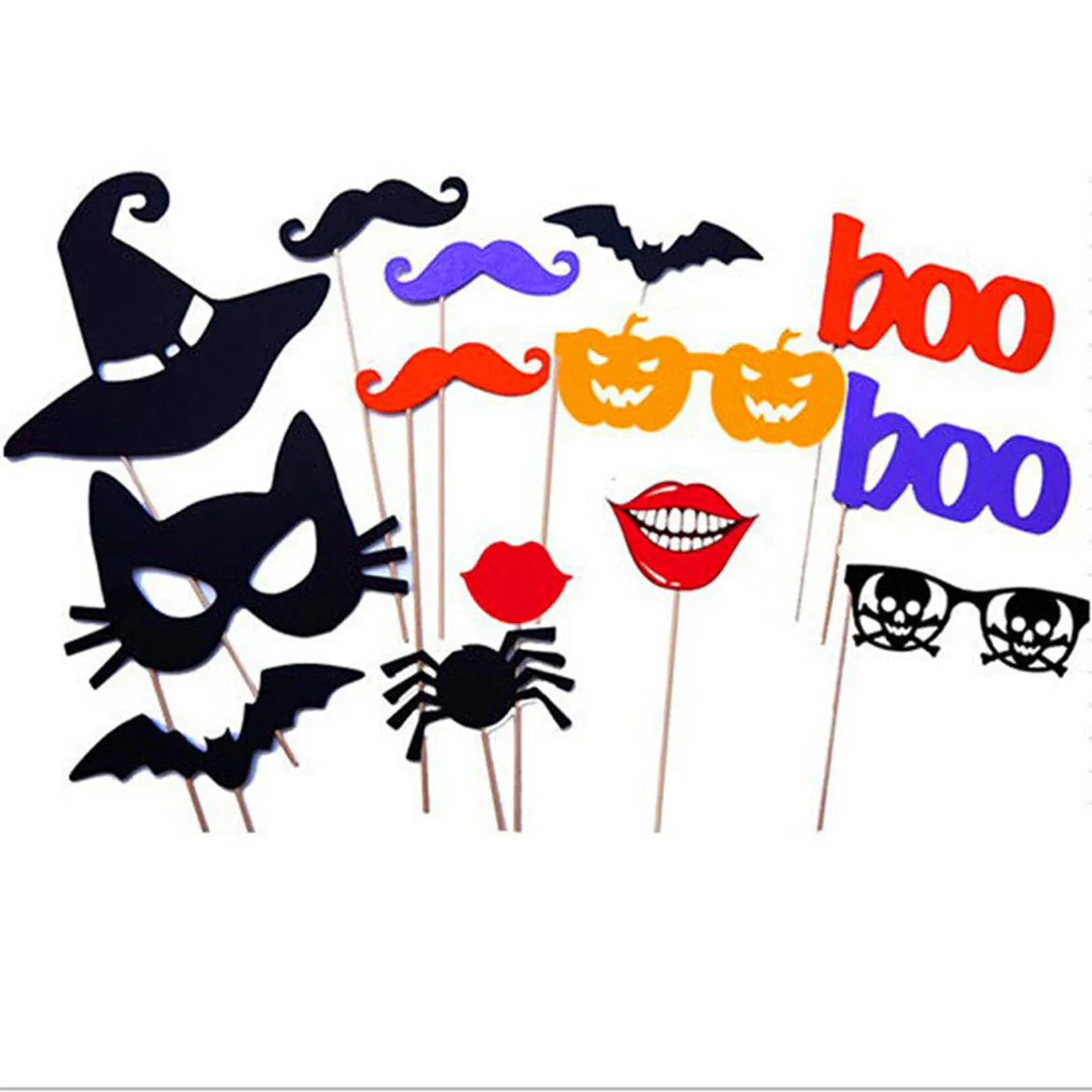 

Halloween party photo props ghost festival funny decoration pirate skull paper beard eyeball crow Halloween decoration