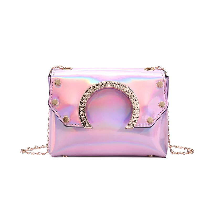 Простая полукруглая сумка-мессенджер с лазерной цепочкой для ногтей из ивы сумка