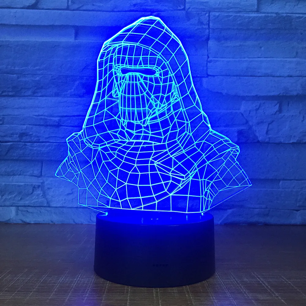 Ночник в виде шлема Дарта Вейдера с 3D иллюзией светодиодный 7 цветов USB сенсорная