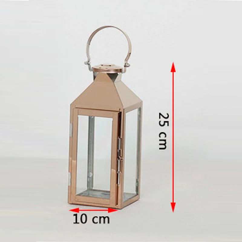 S Rose Gold Nordic Lantern Candle Holder Rose Gold Stainless steel Candlestick Glass wind lamp candle holder Home Party Decoration Gift - Цвет: S Rose Gold