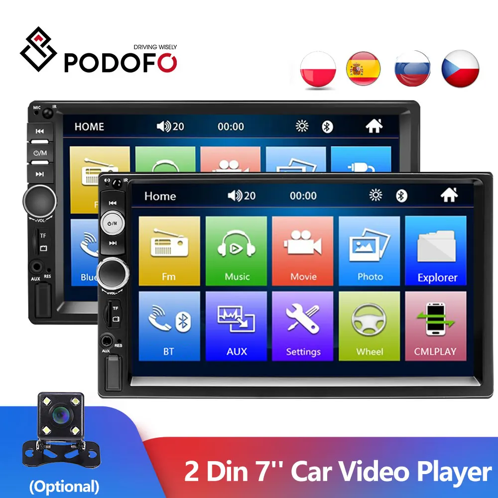 Автомагнитола Podofo мультимедийный плеер с 7-дюймовым HD сенсорным экраном функцией