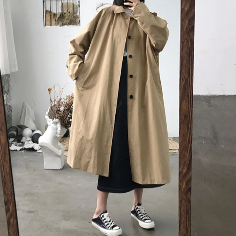 2021 Новый элегантный женский модный длинный плащ однотонный кардиган цвета хаки