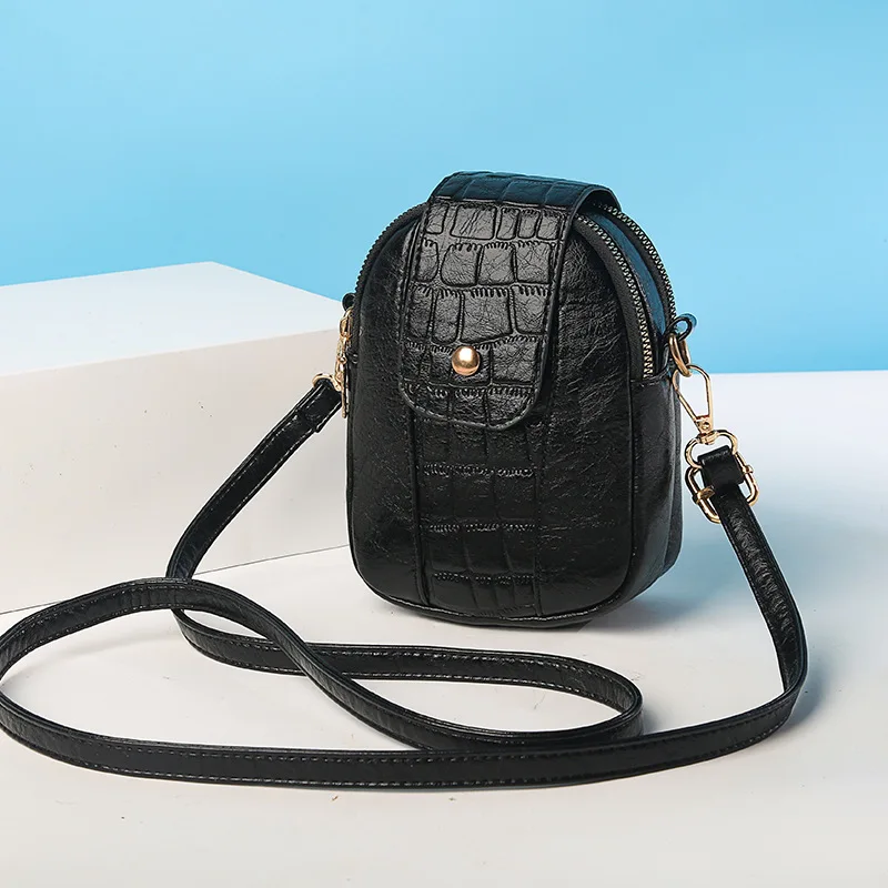 

Women's Phone Bag Stylish Fashion Lattice Crossbody Shoulder Bags Ladies MIni Messenger Bag Cowhide Leather Small Flap Bag