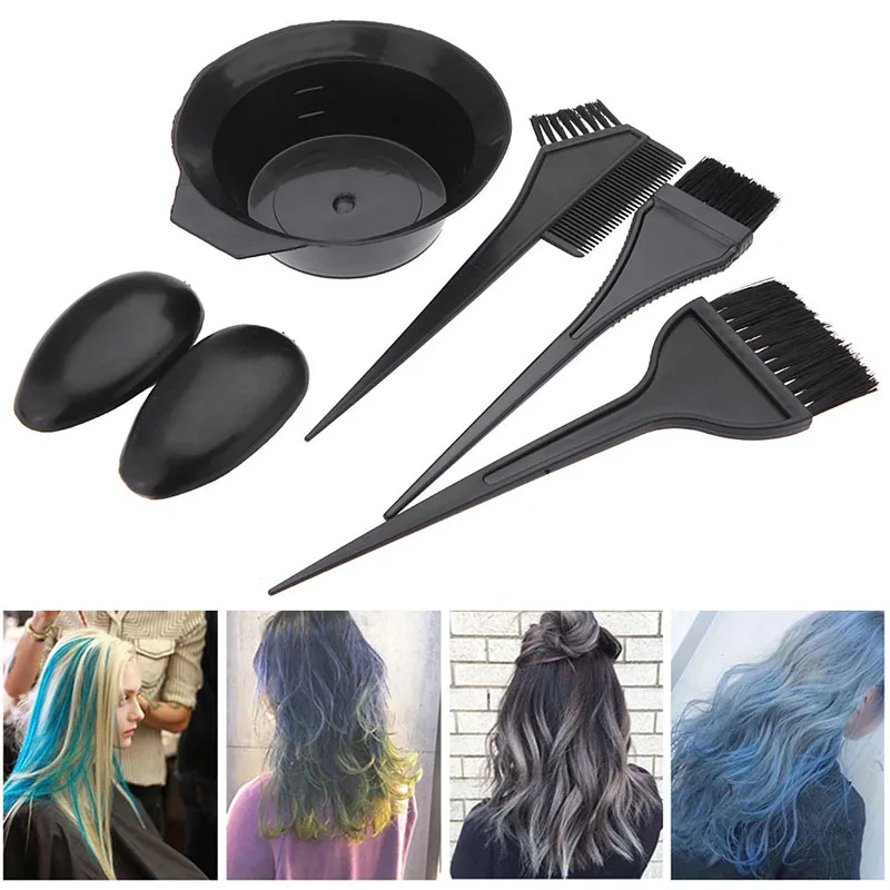 

5PCS Hair Brush Bowl Set Hair Tint Hairdressing Styling Tool Ear Caps Hair Applicator Hairdressing Styling Accessorie