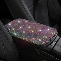 universal crystal diamond car center console cover luster crystal arm rest padding protective case diamond car decor accessories