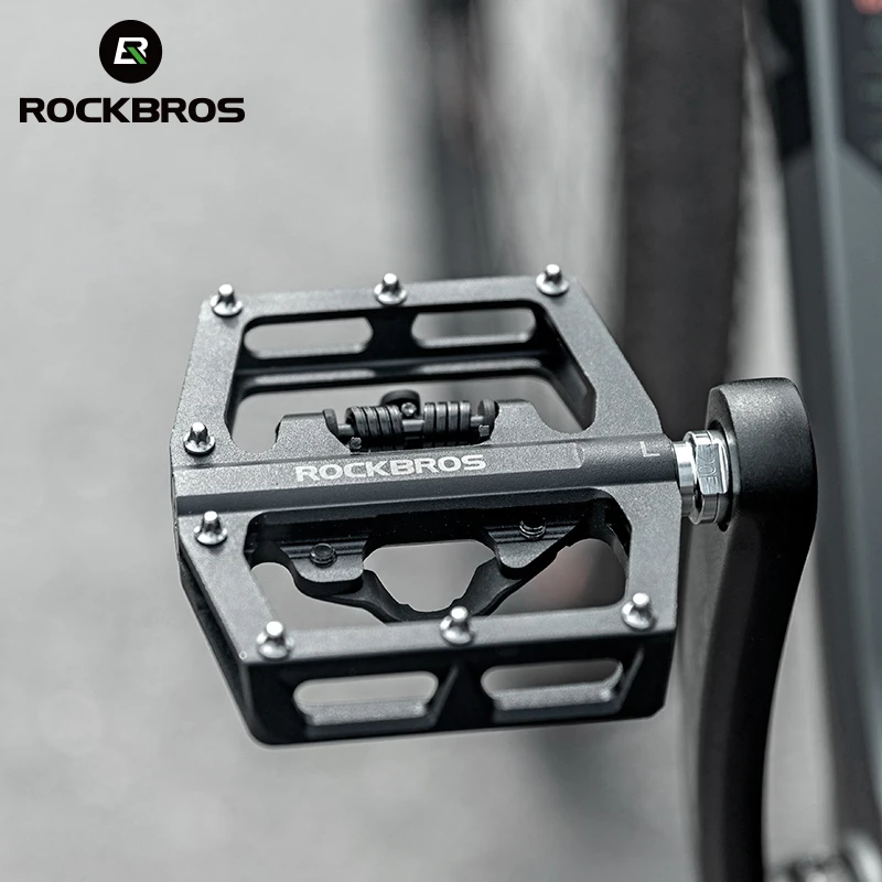 ROCKBROS Bicycle Pedal Non-Slip MTB Bike Pedals Aluminum Alloy Flat Platform Applicable SPD Waterproof Cycling Accessories images - 6