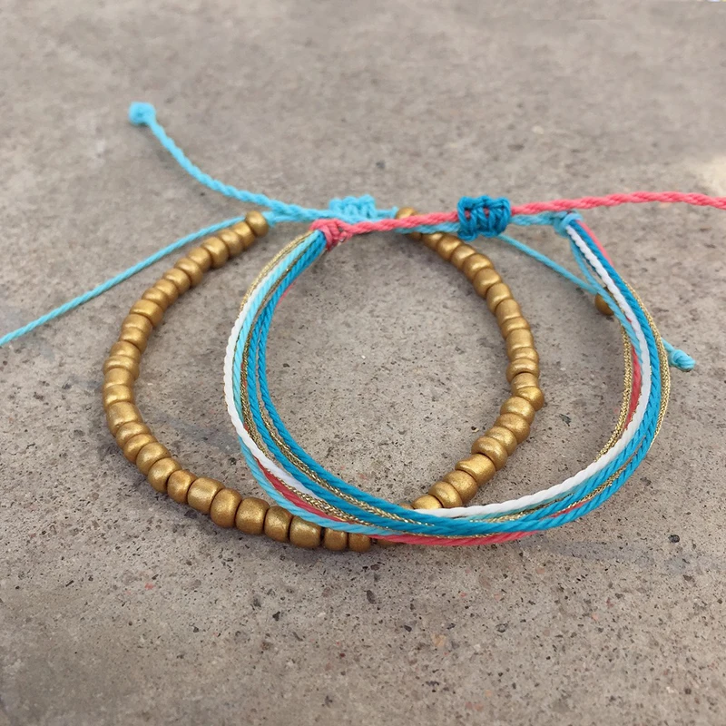 Новый воск веревка шнур ручной работы bts bangtan повязки pulseira masculina синий для женщин