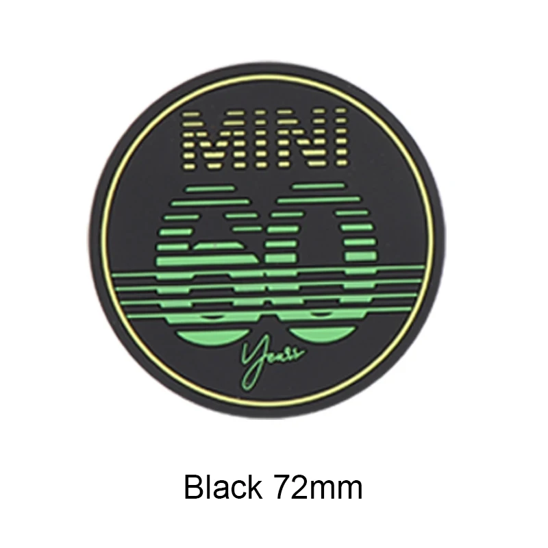 Black 72mm Автомобильный Стайлинг чашки кофе коврик подставка 60 лет юбилей коврик для Mini Cooper JCW R55 R56 R60 R61 F54 F55 F56 F60 автомобильные аксессуары - Название цвета: Black 72mm