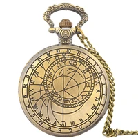 compass mapping fob watches fashion quartz pocket watch vintage necklace pendant clock gift bronze pocket watch chain necklace