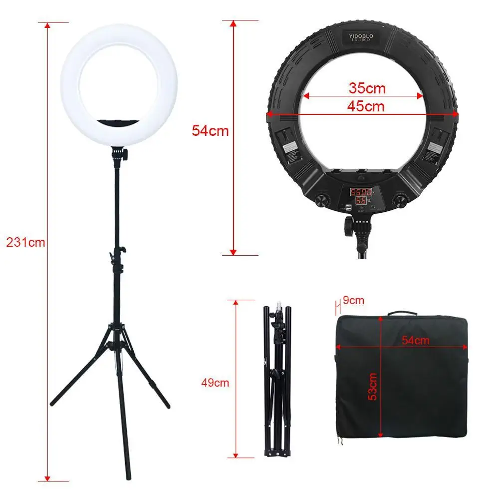 

Selfie LED Ring Lights Lamp with Tripod 18Inch Yidoblo LX-480D Bi-color Video Studio Light for Live Streaming Vlog Make up Lamps