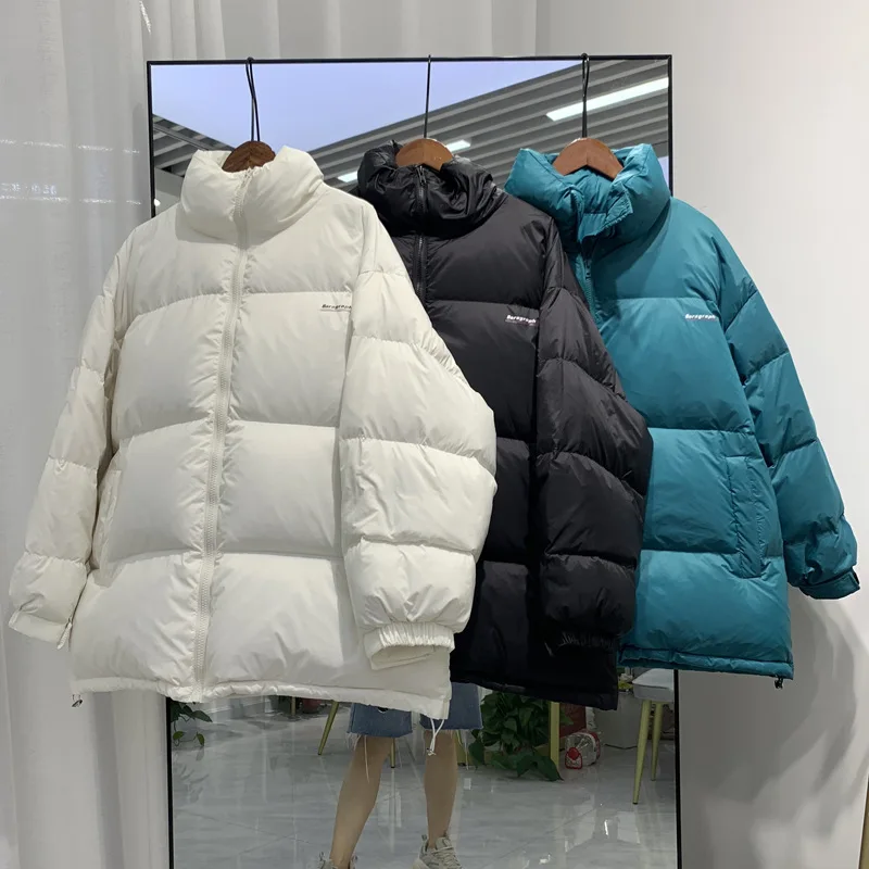 

Down jacket women's short winter 2021 new style bread jacket stand-up collar white duck down casual jacket