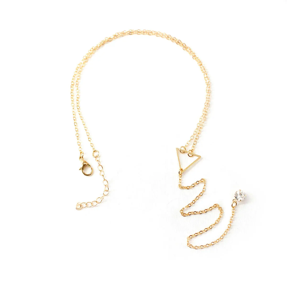 Новое модное длинное ожерелье цепочка с кулоном кристаллами золотистый