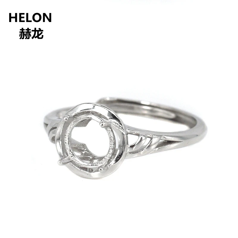 

925 Sterling Silver Women Engagement Ring 10pcs/lot Wholesale 7x7mm Round Cabochon Semi Mount Wedding Ring Fine Jewelry Setting