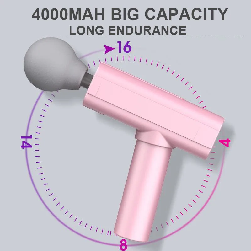USB массажный пистолет 3600об/мин 5 скоростей сенсорный экран светодиодный дисплей