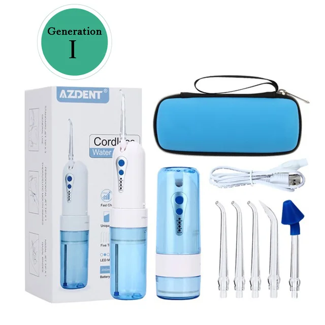BLUE Azdent ирригатор для полости рта USB портативный ирригатор для полости рта стоматологический спа струя воды зубная нить чистка зубов - Цвет: BLUE